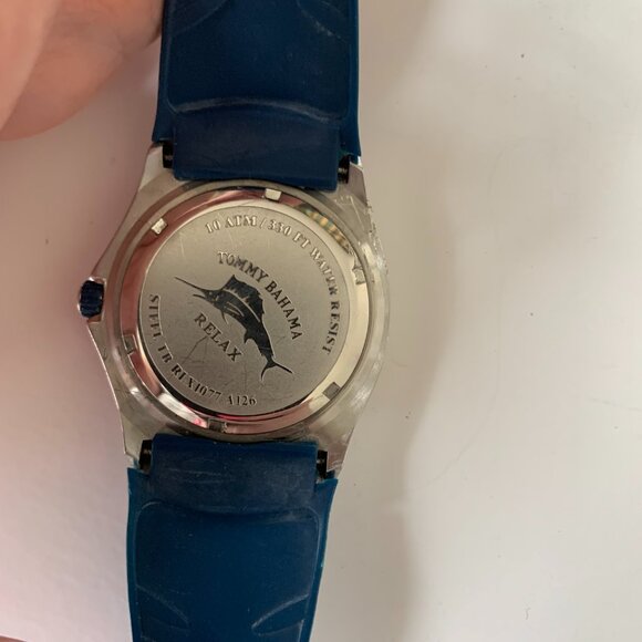 Tommy Bahama Relax Watch Men 42mm Silver Tone Blue Date - Picture 4 of 8